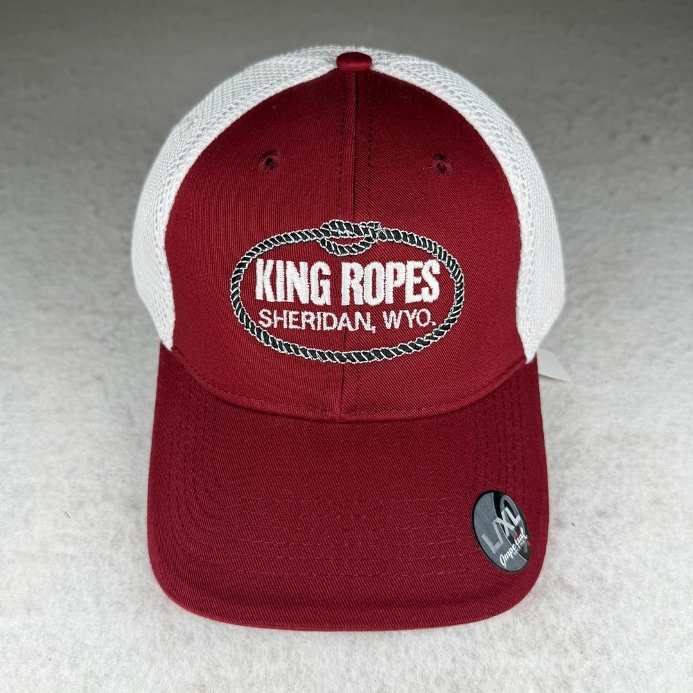 NWT King Ropes Sheridan Wyoming Hat Imperial Maroon White Mesh FitMax70 L/XL